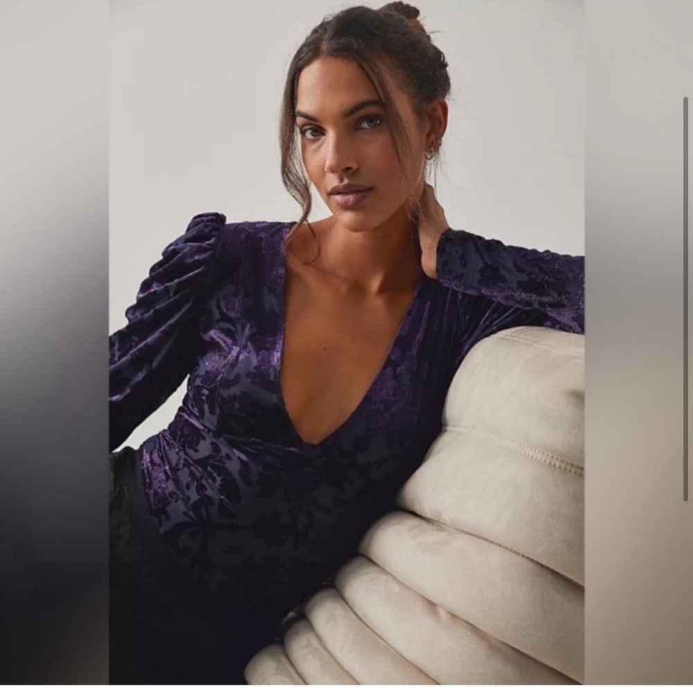 29.Free People Magic Hour Velvet Bodysuit in Deep Sea Combo